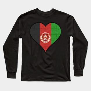 Afghanistani Jigsaw Puzzle Heart Design - Gift for Afghanistani With Afghanistan Roots Long Sleeve T-Shirt